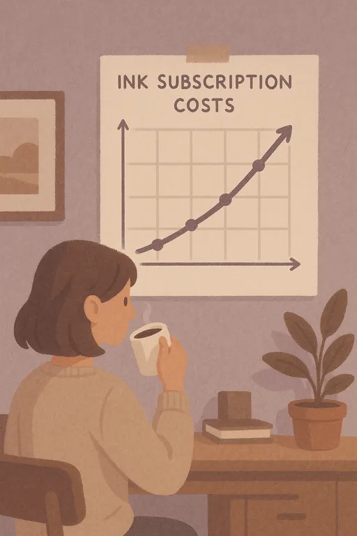 Comparison chart showing rising ink subscription costs over time