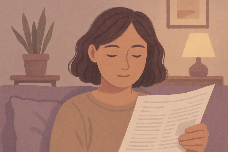 Close-up of relaxed eyes reading a printed page